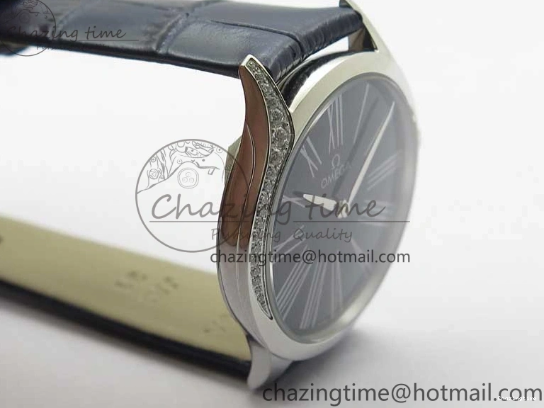 0412 Ladies’ De Ville Trésor Diamond Blue Dial Blue Fabric Watch OXF 1:1 Best Edition Swiss Quartz Upgraded 7892